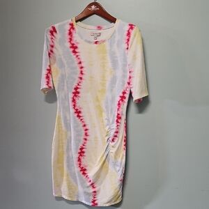 Guess Tie-Dye T-shirt Dress in Red, Yellow, and Blue